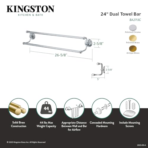 Kingston Brass BA2713PB Milano Dual Towel-Bar 24-Inch Polished Brass