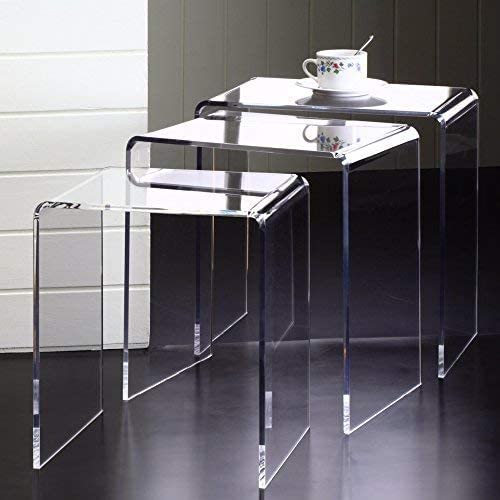 Pure Dcor Pure Decor Acrylic Nesting Tables Set of 3 18hx17wx11.5 Clear