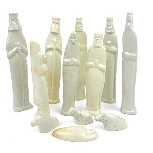 Handmade 6-inch Soapstone Nativity Set (Kenya) Cream Stone