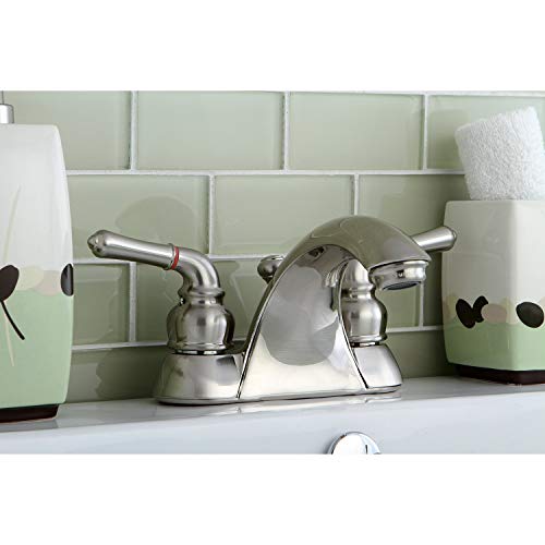 Kingston Brass KB2628B Naples 4-Inch Centerset Lavatory Faucet Brass Pop-Up Brushed Nickel