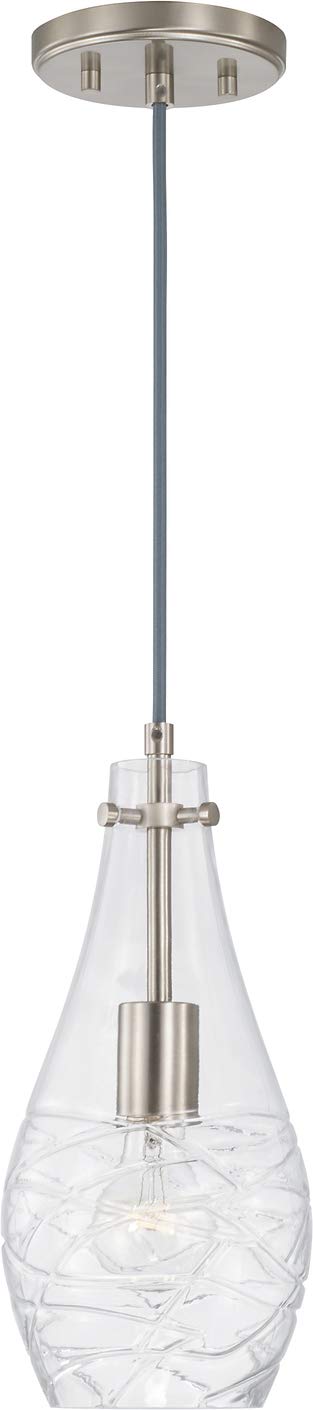 Austin Allen AA1006BN Kier Transitional Clear Teardrop Mini Pendant Lighting Brushed Nickel