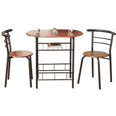 Oval Bistro 3 Piece Compact Dining Set ( Pack of 3 ) Black/Espresso