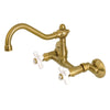 Kingston rass KS3227PX Vintage 6" Adjustable Center Wall Mount Kitchen Faucet Brushed Brass