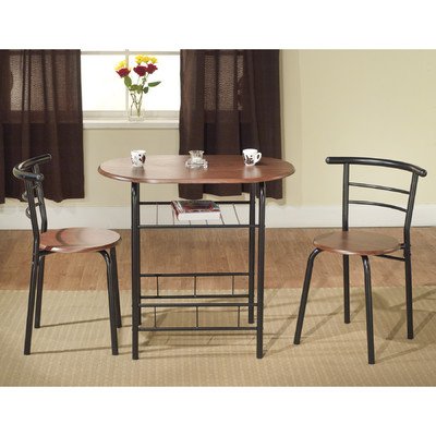 Oval Bistro 3 Piece Compact Dining Set ( Pack of 3 ) Black/Espresso