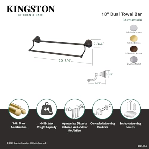 Kingston Brass BA396318C Restoration 18-Inch Double -Towel Bar Polished Chrome