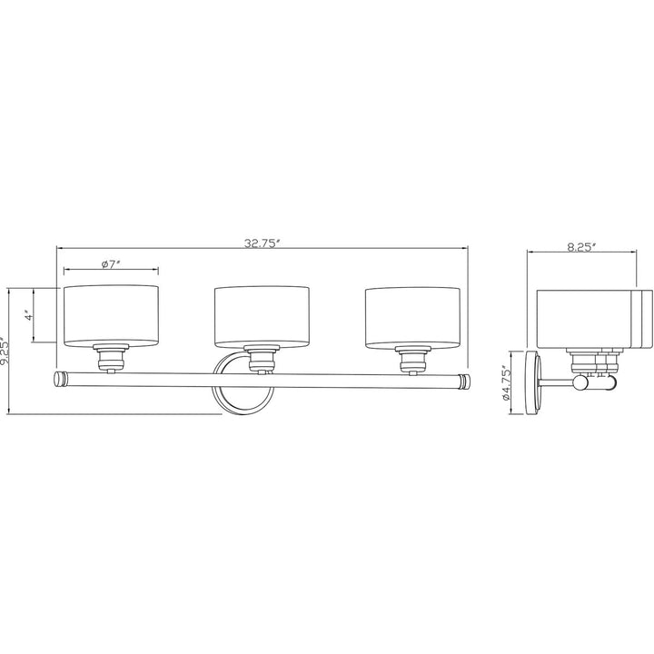 Zane - 3 Light Bath Vanity in Transitional Style-9.25 es Tall and 32.75