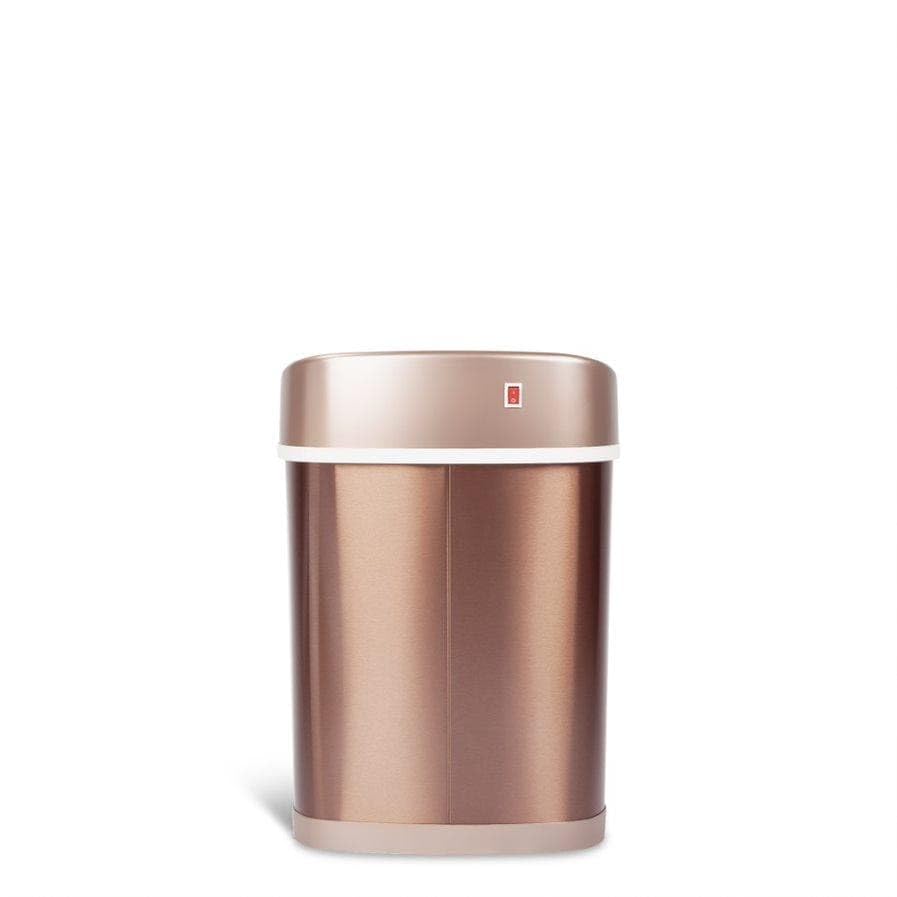 3.9 Gal. Stainless Steel Motion Sensor Trash Can Rose Gold Oval Plastic - Diamond Home USA