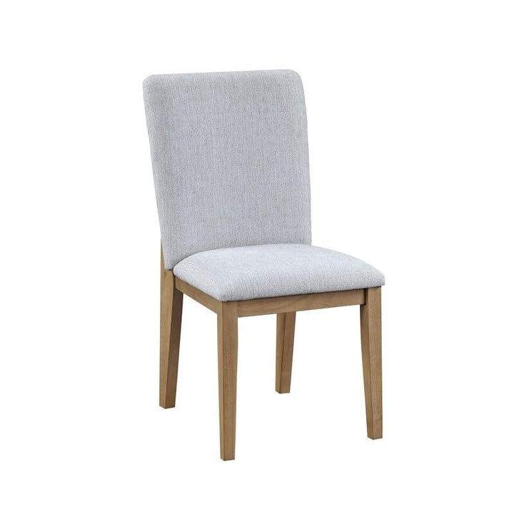 Set of 2 Gray Linen Fabric Dining Chair Grey Modern Contemporary Upholstered Oak