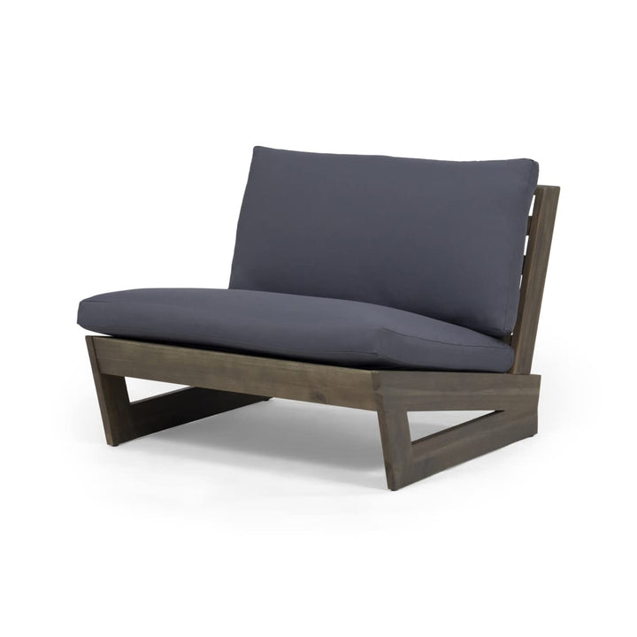 GDFStudio Outdoor Acacia Wood Club Chairs with Cushions (Set of 2) Gray and Dark Gray Finish+Dark Gray