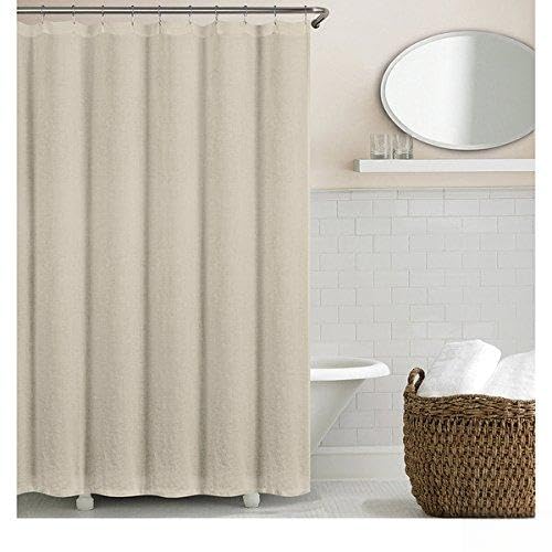 Echelon Home Washed Belgian Linen Shower Curtain Stone