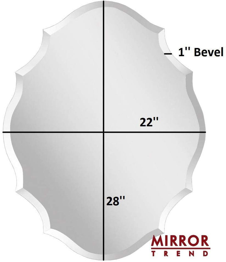 Emma Shaped Frameless Beveled Mirror with Solid Core Wood Backing (22X28) Silver(22*28)