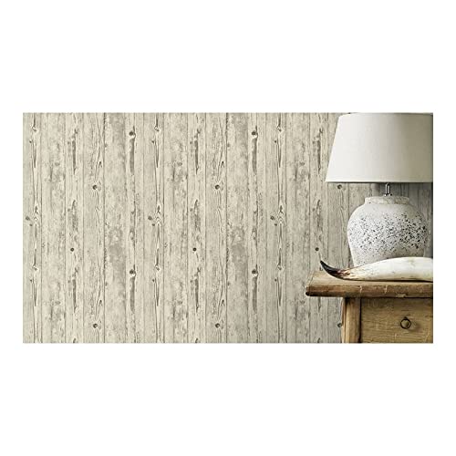 Ivory Weathered Oak Panels Wallpaper 21 X Off/White Traditional Vinyl