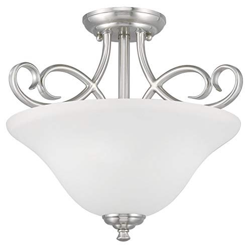 Westinghouse 6573800 Dunmore 15-Inch Two-Light Indoor Semi-lush Mount Ceiling Brushed Nickel