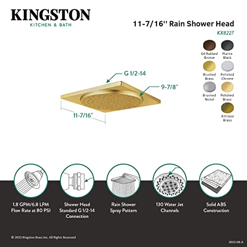 Kingston Brass KX8228 Claremont Shower Head 12-Inch by 12-Inch Brushed Nickel