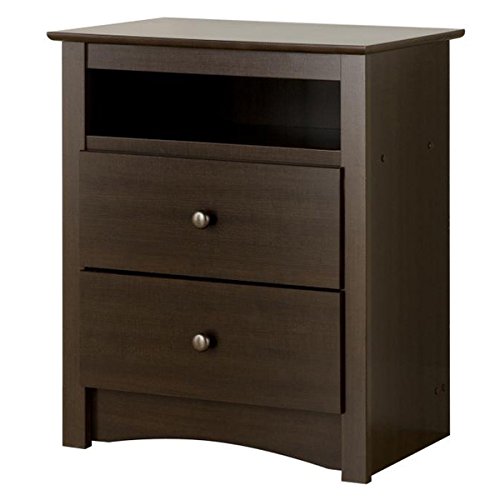 Ellsworth E-2428-ELL Tall 2-Drawer Nightstand (Espresso) with Shelf and