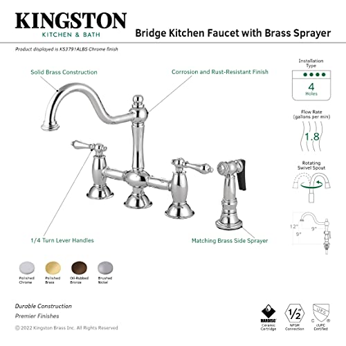 KINGSTON BRASS KS3791ALBS Restoration Kitchen Faucet Polished Chrome