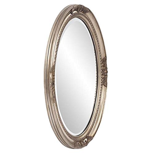 Silver Wood Oval Wall Mirror - Antique French Country Shab Chic Traditional