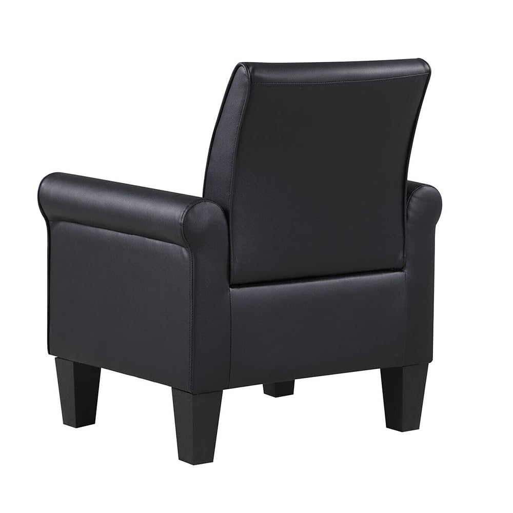 Black Pu Leather Accent Arm Chair Single Sofa 35" X 30" Solid Modern