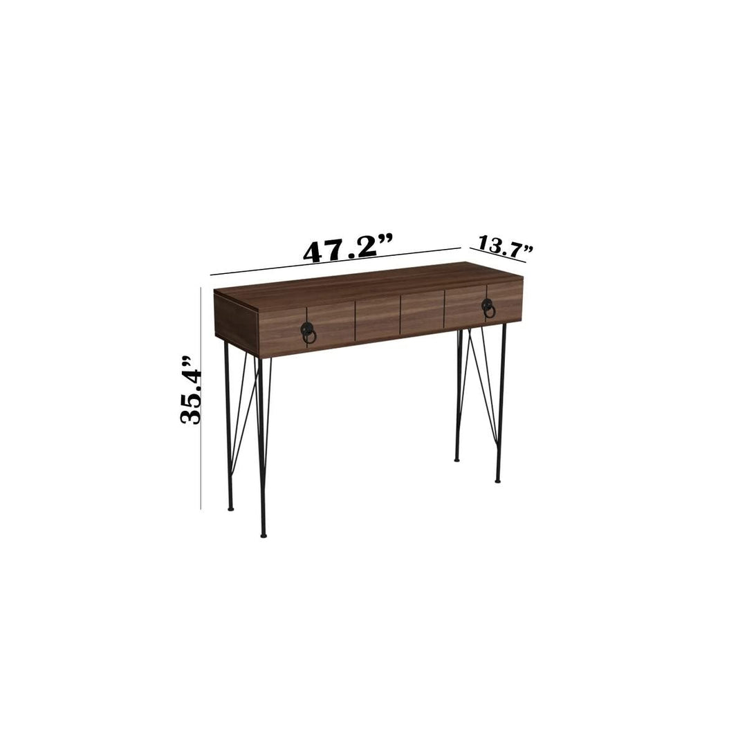 Console Table Brown Modern Contemporary Wood Finish Includes Hardware