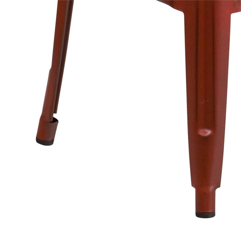 BOWERY HILL 30" Industrial Metal Dining Bar Stool in Kelly Red