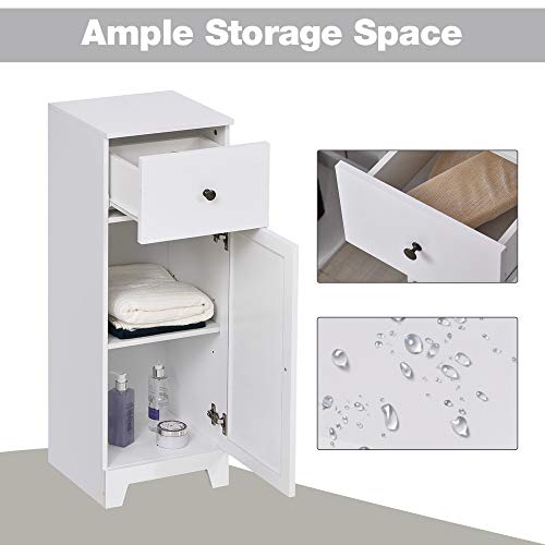 Small Floor Storage Bathroom Cabinet Organizer with 1 Drawer and Interior