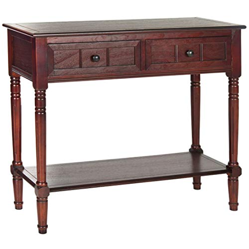 Dark Cherry 2-Drawer Console Table Transitional Rectangle Wood