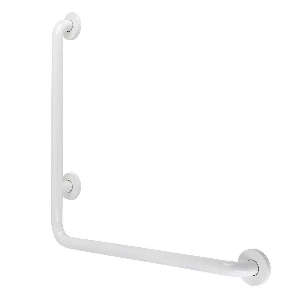 Kingston Brass GBL1424CSRW 24"x 24" L-Shaped Grab Bar - Right Hand White