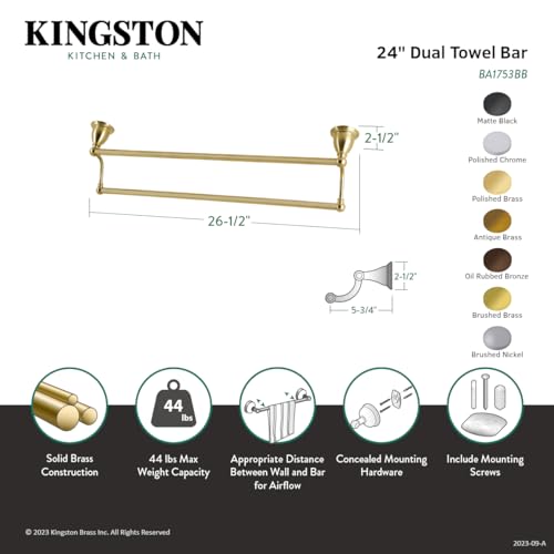 Kingston Brass BA1753PB Heritage 24-Inch Double -Towel Bar Polished Brass