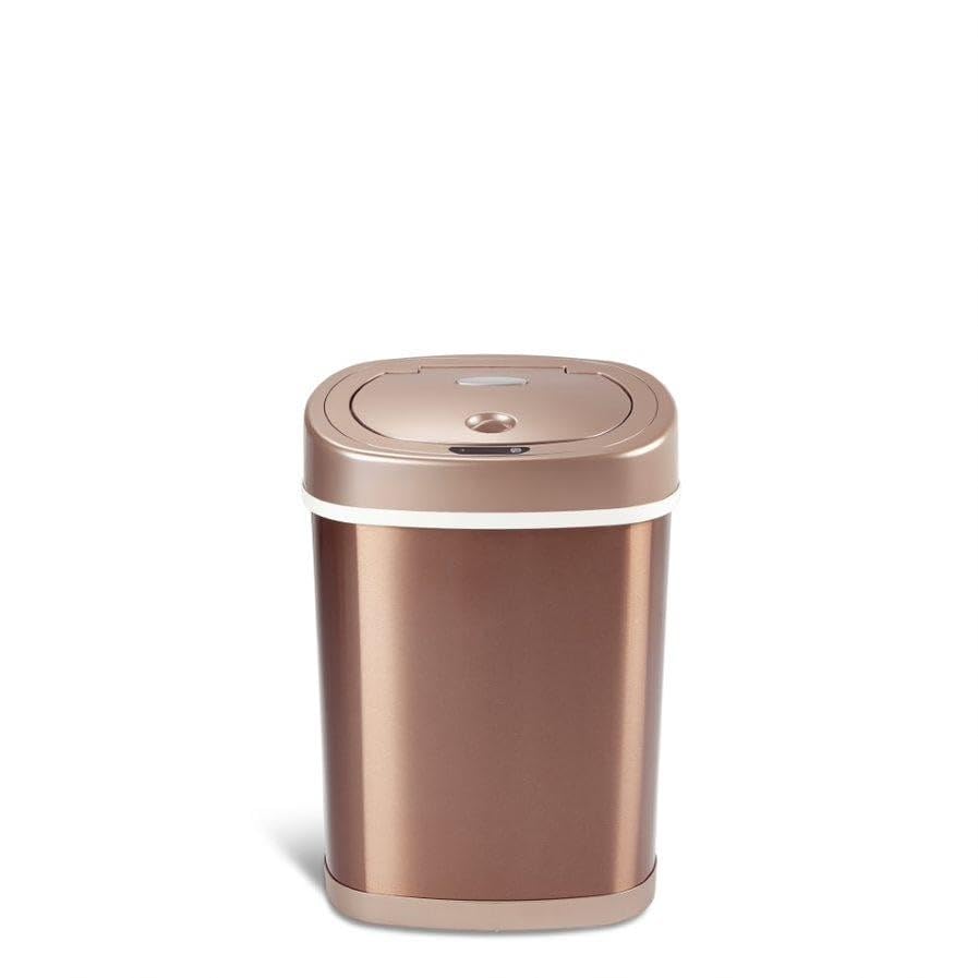 3.9 Gal. Stainless Steel Motion Sensor Trash Can Rose Gold Oval Plastic