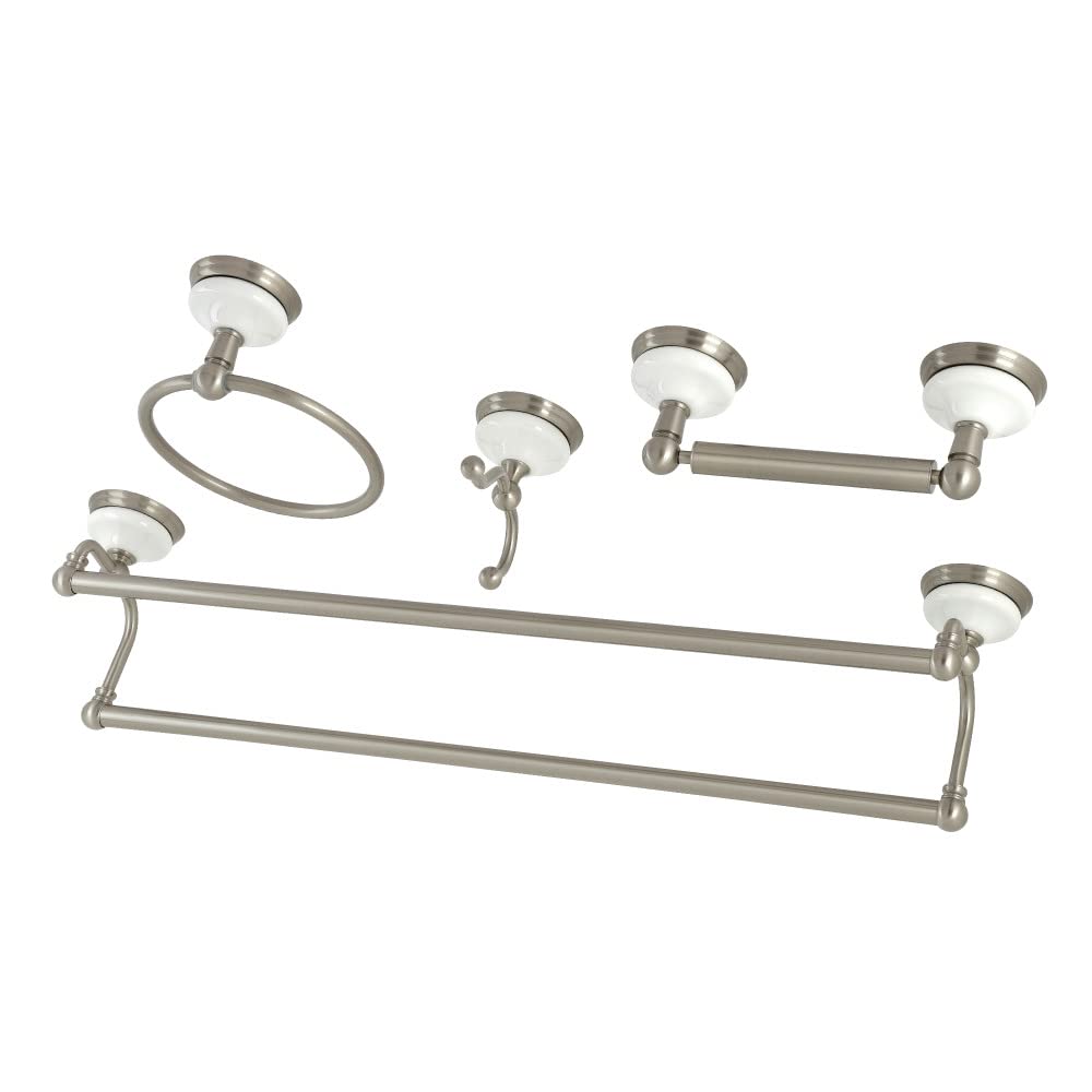 Kingston Brass BAK1113478SN Victorian 4-Pieces Dual Towel-Bar Bathroom Brushed Nickel