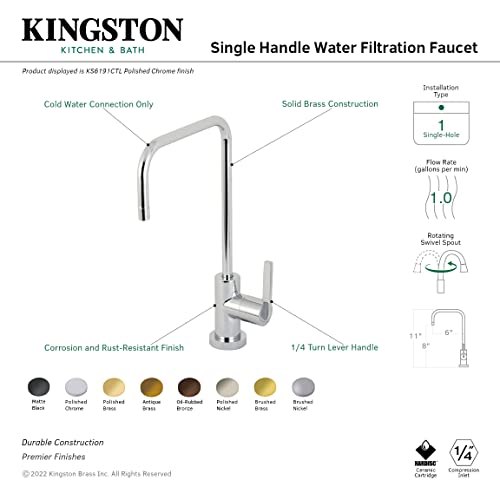 Kingston Brass KS6190CTL Continental Single-Handle Water Filtration Faucet Matte