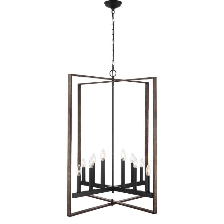 12 Light 31 Inch Modern Farmhouse Rustic Chandelier-ul Certified Brown Steel - Diamond Home USA