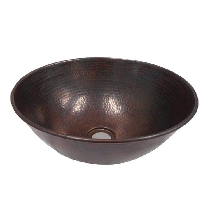 12" Round Copper Vessel Bathroom Sink X 4.5" Brown Finish Hammered Weathered