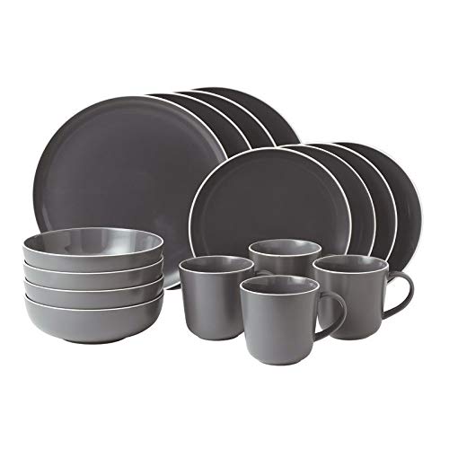 Bread Street -piece Slate Dinnerware Set Grey Solid Casual Round Stoneware