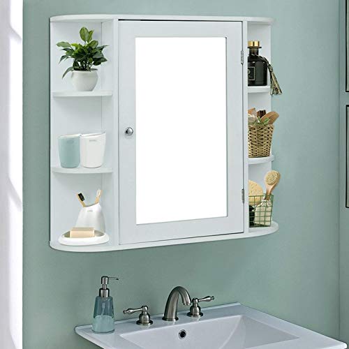 23" Bathroom Vanity Storage Organizer Mounted Wall Cabinet White Modern - Diamond Home USA