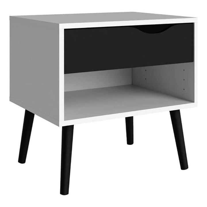 Atlin Designs 1-Drawer Modern Wood Nightstand in White/Black Matte