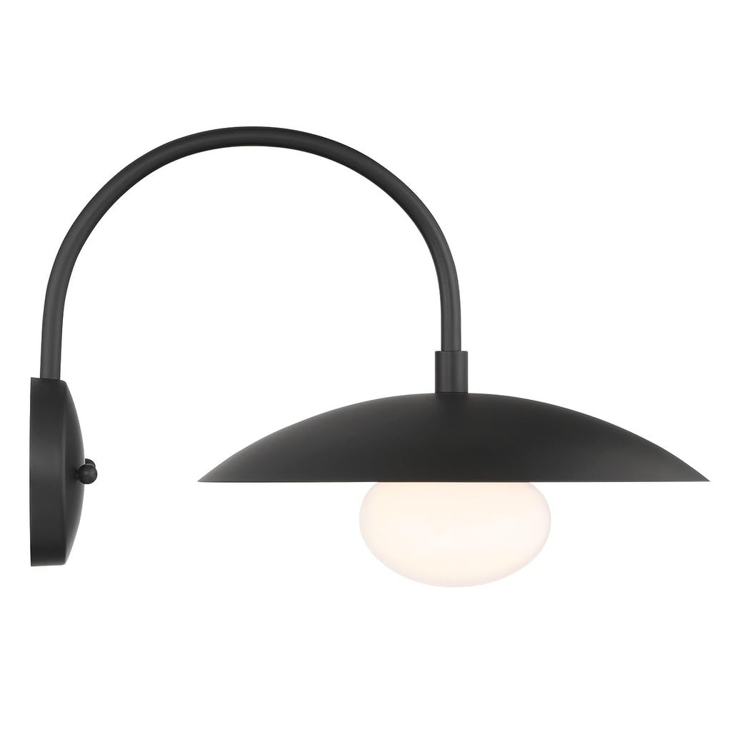 Modern Disc Matte Black 12" Wall Sconce Light 15.5'' D X 12'' W 11'' H