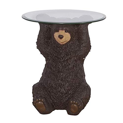 Powell Barney Bear Cabin Resin Glass Accent Side Table