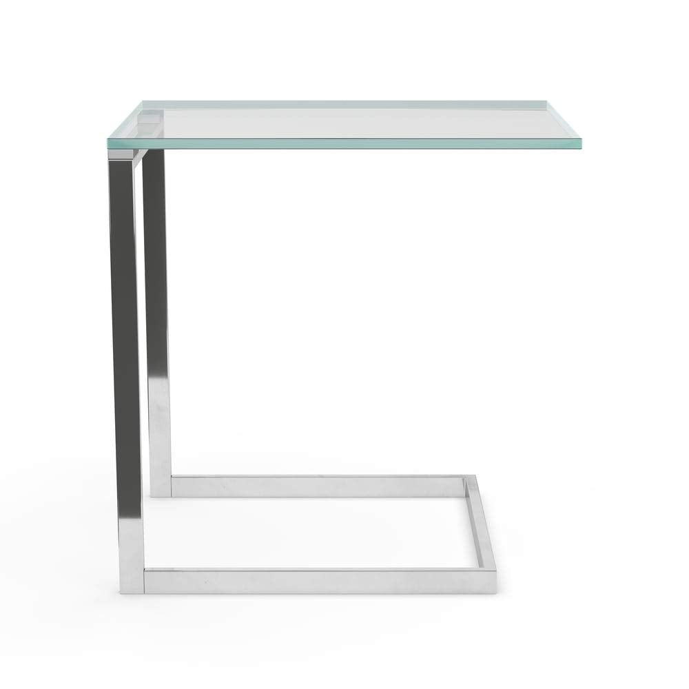 Stainless Steel/Glass End Table Silver Modern Contemporary Rectangle Metal Steel