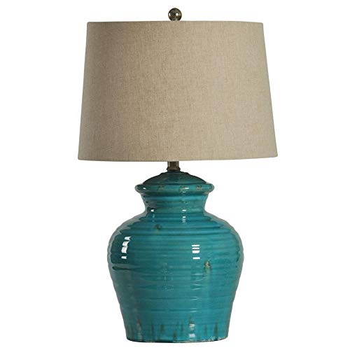 Tram Turquoise Ceramic Jug Table Lamp Blue Green