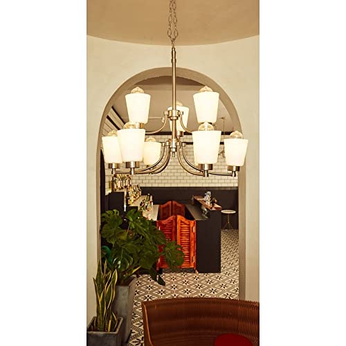 9 Light Shaded Classic Tiered Chandelier 28.96"x26.44" Silver Traditional - Diamond Home USA