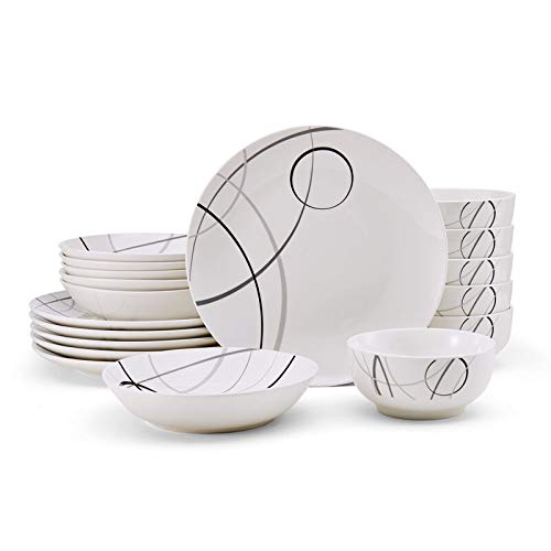 Circles 8pc Dinnerware Set Grey Geometric Modern Contemporary Round Porcelain