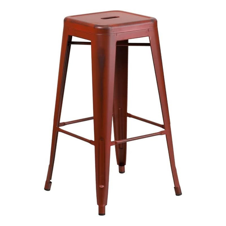 BOWERY HILL 30" Industrial Metal Dining Bar Stool in Kelly Red