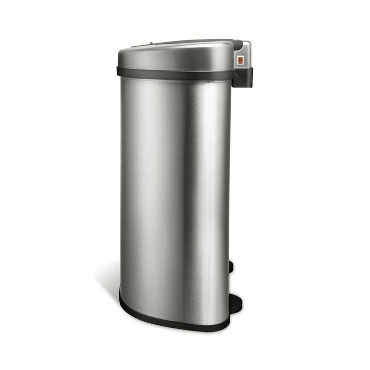 Motion Sensor 18-gal Stainless Steel Dual Unit Trash Can Multi Color Silver