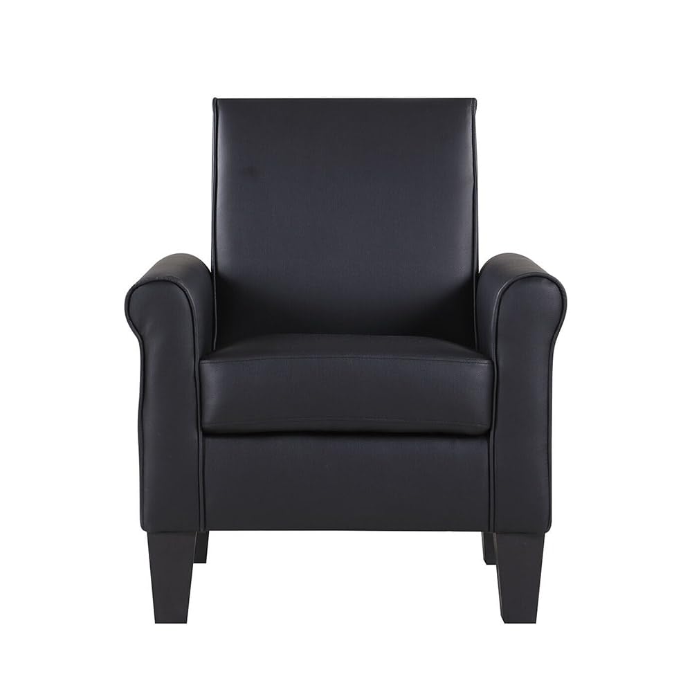 Black Pu Leather Accent Arm Chair Single Sofa 35" X 30" Solid Modern