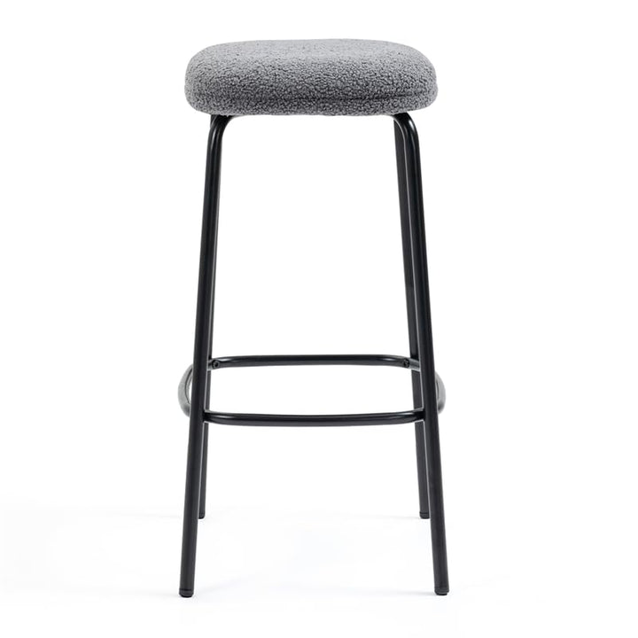 Glamour Home Set of 2 Ayana Gray Boucle Fabric Backless Counter Stool with Black