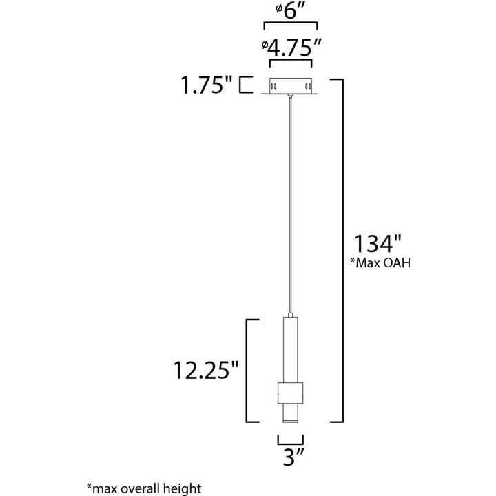 ET2 Reveal-6W 1 LED Pendant-3 Inches Wide by 12.25 inches high -Traditional