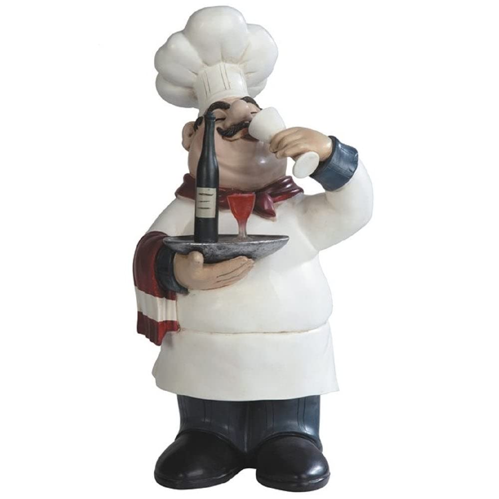 Chef Wine Tasting Statue Dining Room Accessory Decoration Figurine White