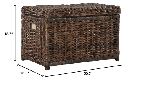 30" Wicker Storage Trunk Brown Rattan