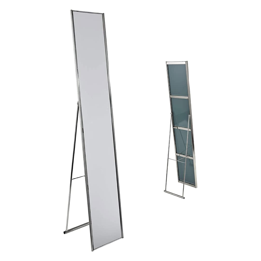 Adesso Alice Simple Modern Full Length Mirror with Satin Steel Folding Frame